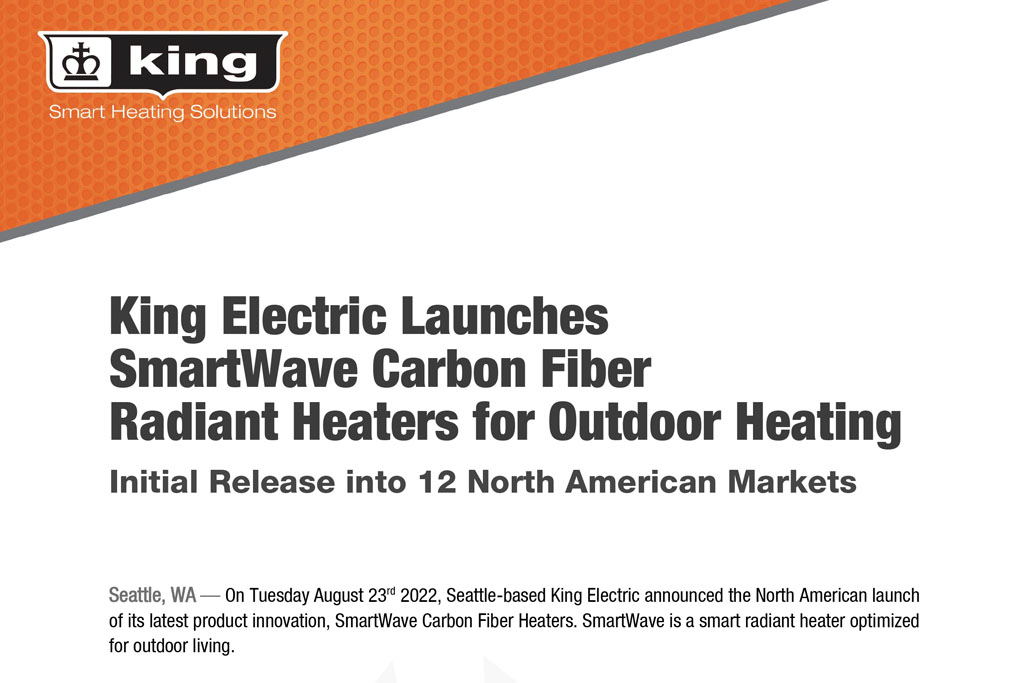 King Electric Launches SmartWave Carbon Fiber Radiant Heaters for Outdoor Heating-1024x683